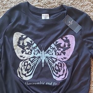 Abercrombie & Fitch Butterfly Graphic Tee - Black and Multicolor
